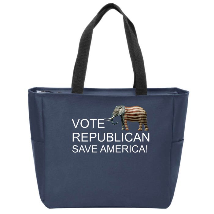 Vote Republican Save America Front and Back Front & Back Zip Tote Bag