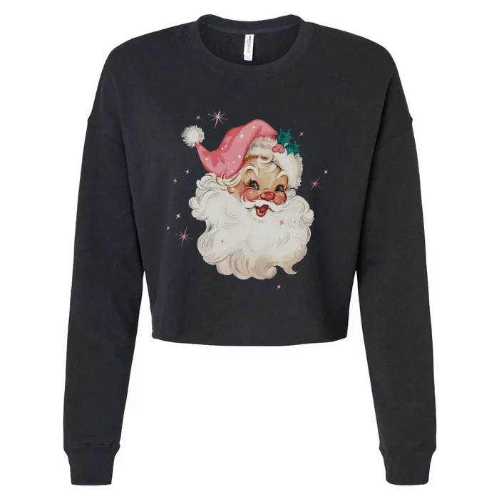 Vintage Retro Santa Christmas Cropped Pullover Crew