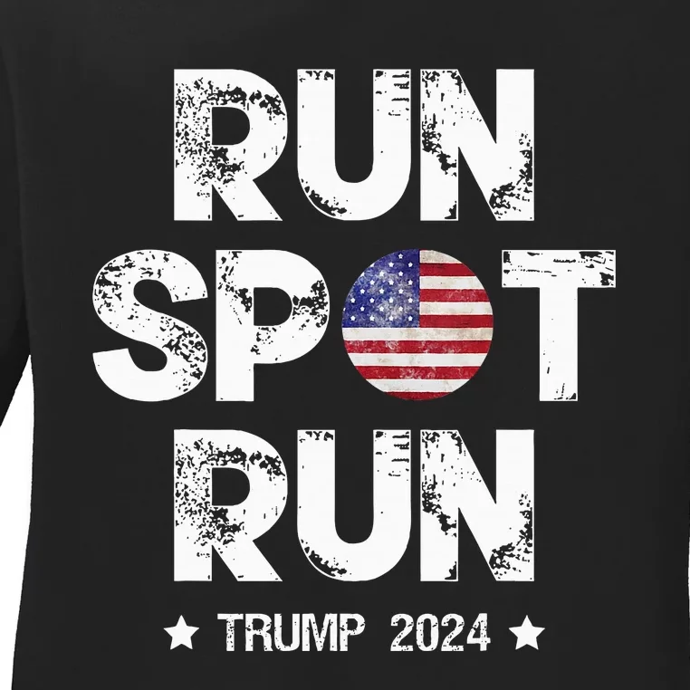 Vote Run Spot Run 2024 Trumpharris Presidential Debate Ladies Long Sleeve Shirt