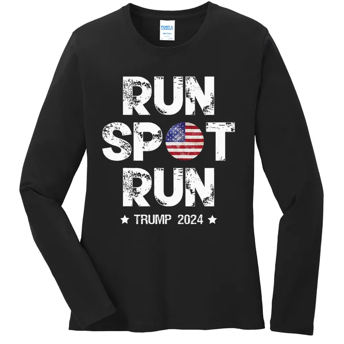 Vote Run Spot Run 2024 Trumpharris Presidential Debate Ladies Long Sleeve Shirt