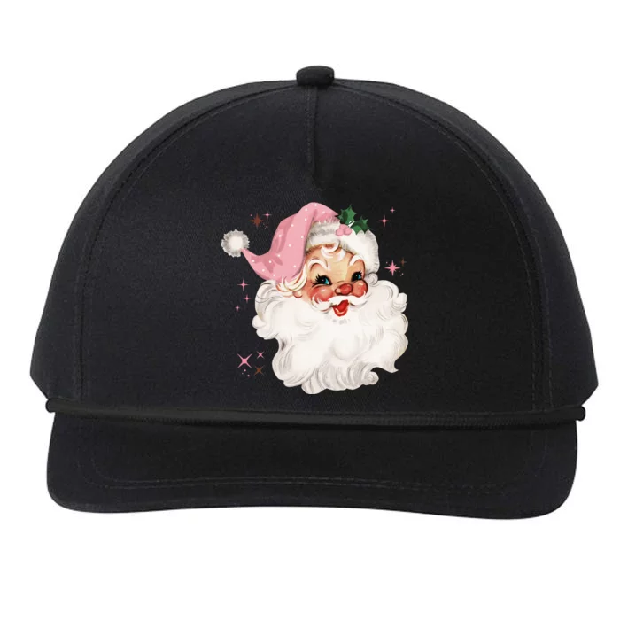 Vintage Retro Santa Chirstmas Pink Hat Claus Snapback Five-Panel Rope Hat