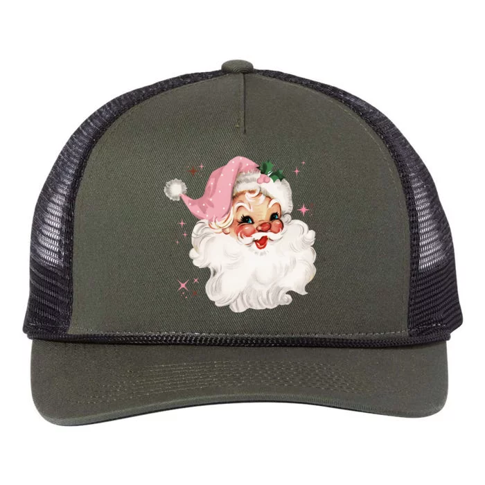 Vintage Retro Santa Chirstmas Pink Hat Claus Retro Rope Trucker Hat Cap