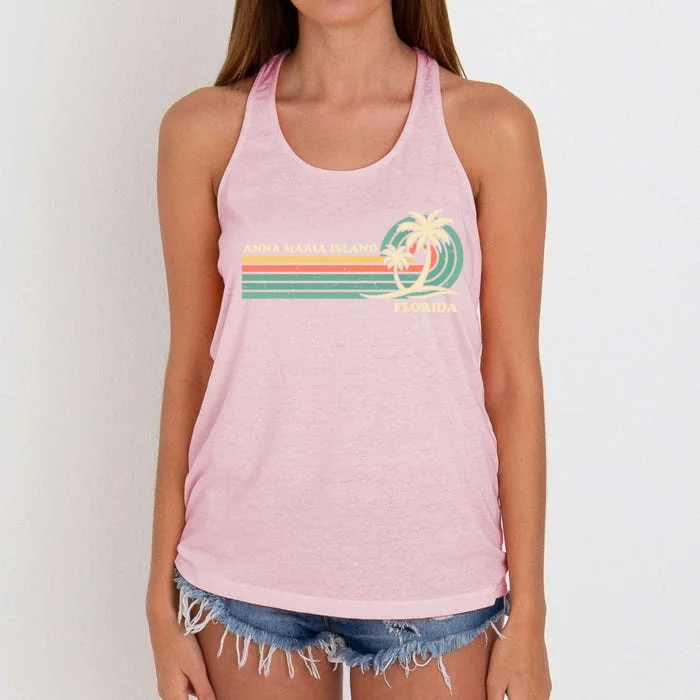 Vintage Retro Summer Vacation Florida Anna Maria Island Cool Gift Women's Knotted Racerback Tank