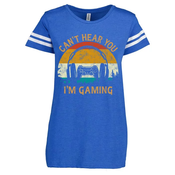 Vintage Retro Style Sunset Pine Can't Hear You I'm Gaming Gift Enza Ladies Jersey Football T-Shirt