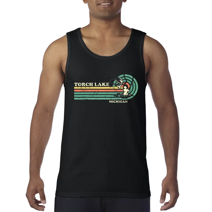 Vintage Retro Summer Fishing Michigan Torch Lake Tank Top