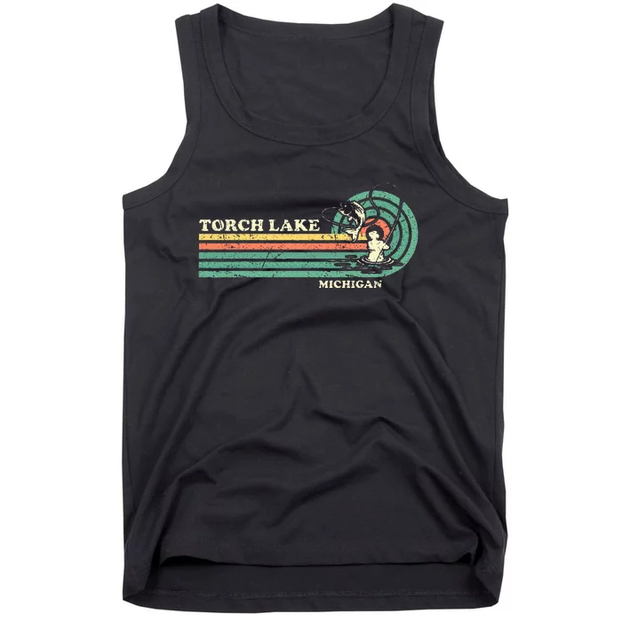 Vintage Retro Summer Fishing Michigan Torch Lake Tank Top