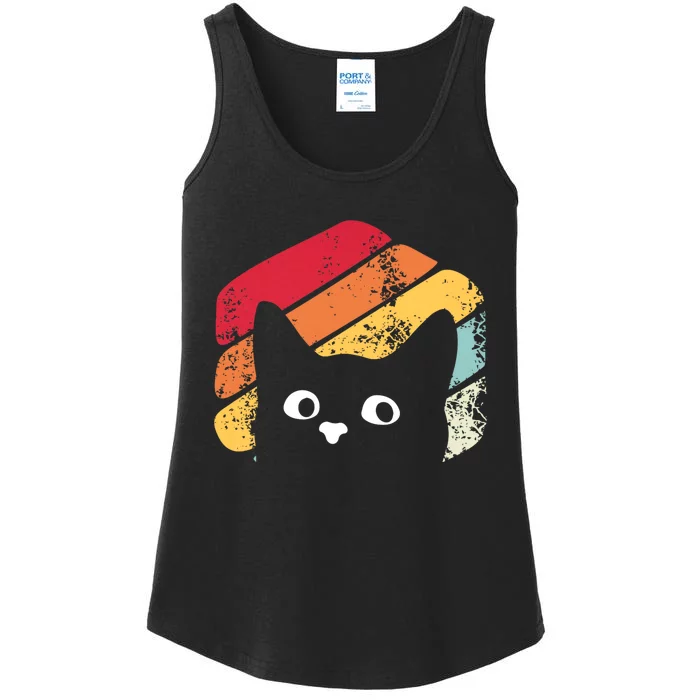 Vintage Retro Style Black Cat Lover Funny Ladies Essential Tank