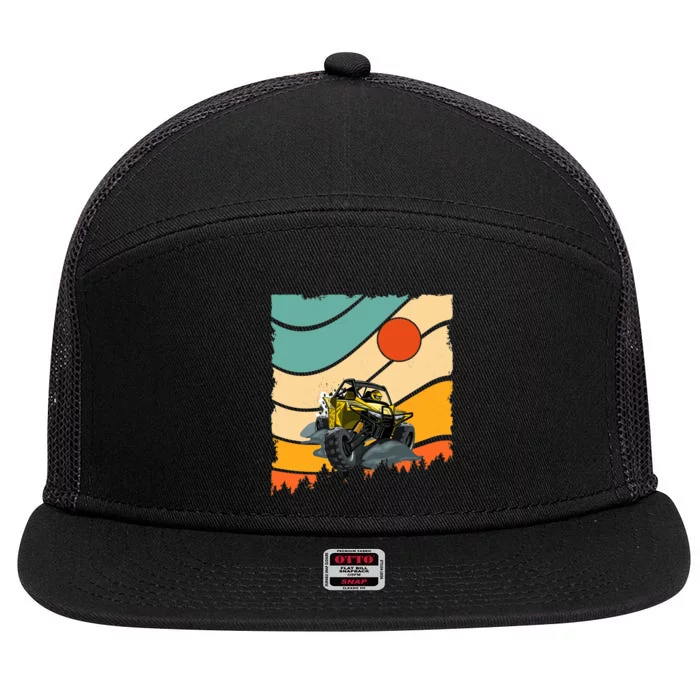 Vintage Retro Style UTV Dirt Offroad SXS Racing Quad Car Premium 7 Panel Mesh Trucker Snapback Hat