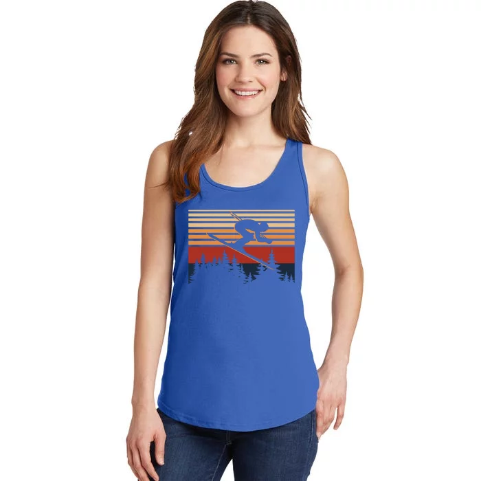 Vintage Retro Skiing For Skiers And Ski Lovers Gift Ladies Essential Tank