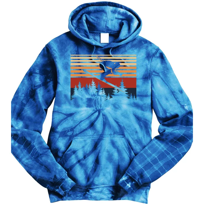 Vintage Retro Skiing For Skiers And Ski Lovers Gift Tie Dye Hoodie