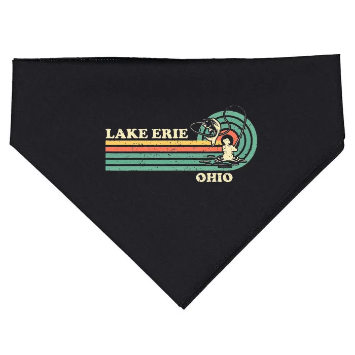 Vintage Retro Summer Fishing Ohio Erie Lake USA-Made Doggie Bandana