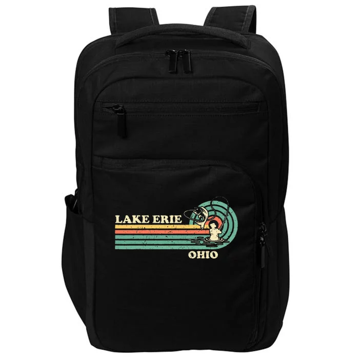 Vintage Retro Summer Fishing Ohio Erie Lake Impact Tech Backpack