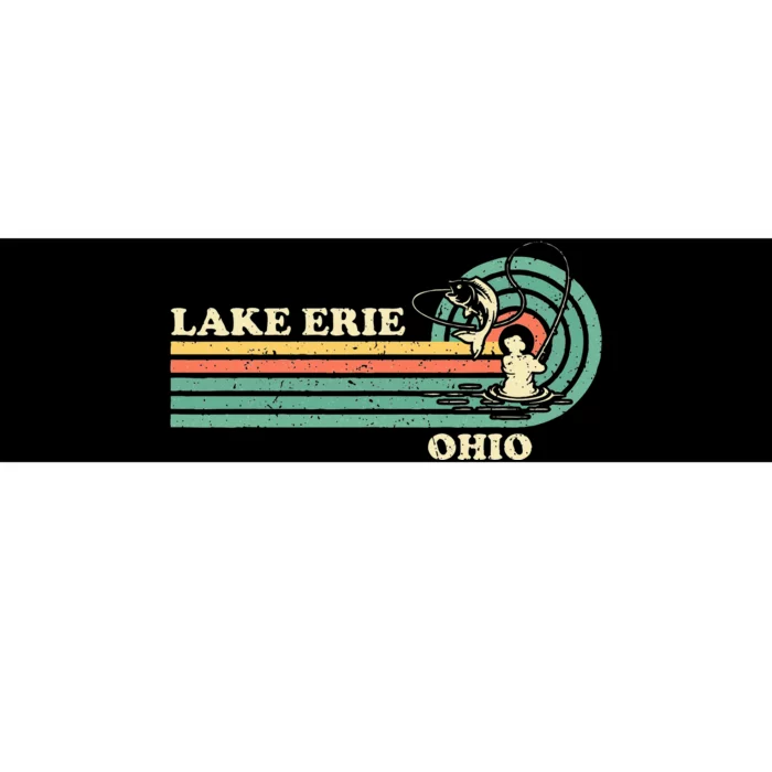 Vintage Retro Summer Fishing Ohio Erie Lake Bumper Sticker