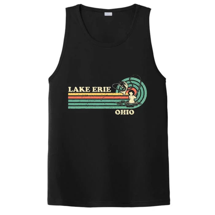 Vintage Retro Summer Fishing Ohio Erie Lake Performance Tank