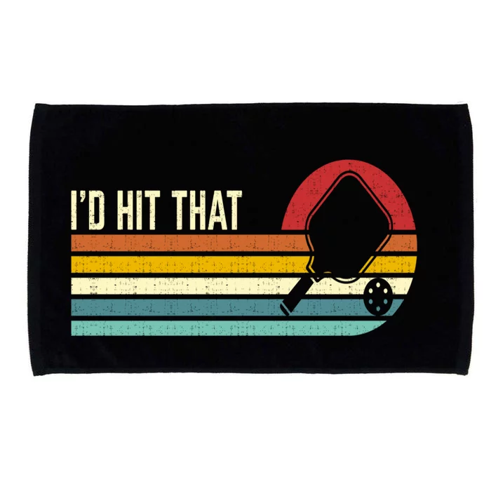 Vintage Retro Sunset Paddle I'd Hit That Pickleball Players Microfiber Hand Towel