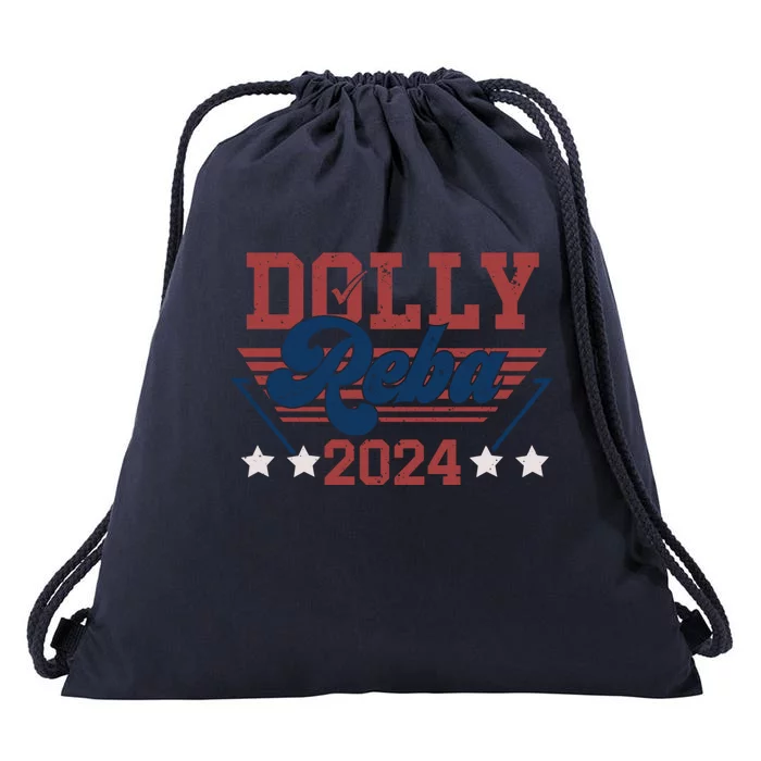 Vintage Retro Style Of Dolly And Reba 2024 Make America Fancy Again Drawstring Bag