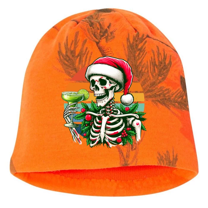 Vintage Retro Santa Skeleton Ing Cocktail Christmas Cute Gift Kati - Camo Knit Beanie