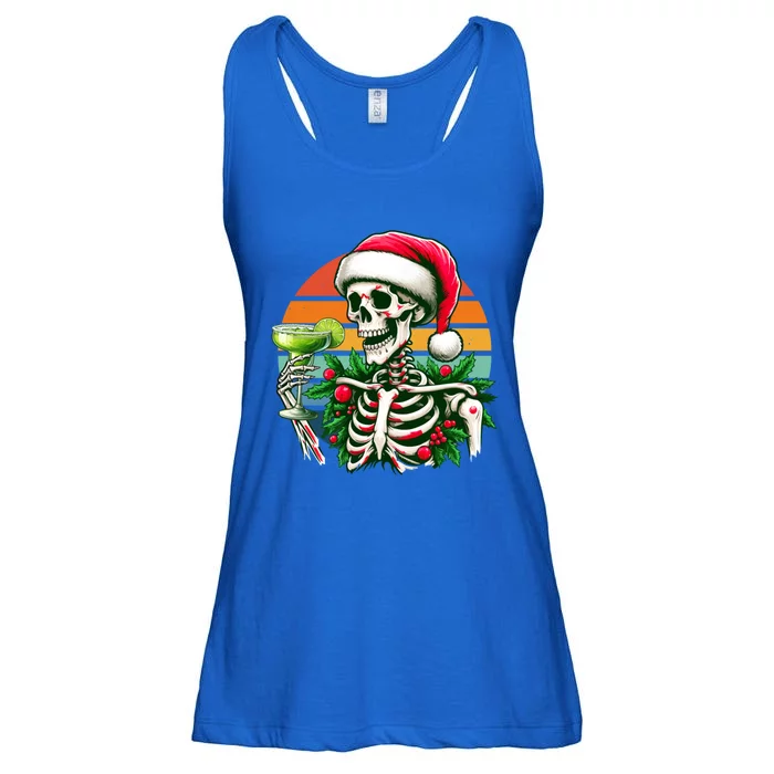 Vintage Retro Santa Skeleton Ing Cocktail Christmas Cute Gift Ladies Essential Flowy Tank