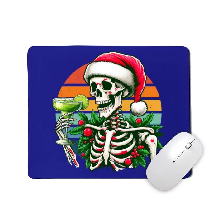 Vintage Retro Santa Skeleton Ing Cocktail Christmas Cute Gift Mousepad