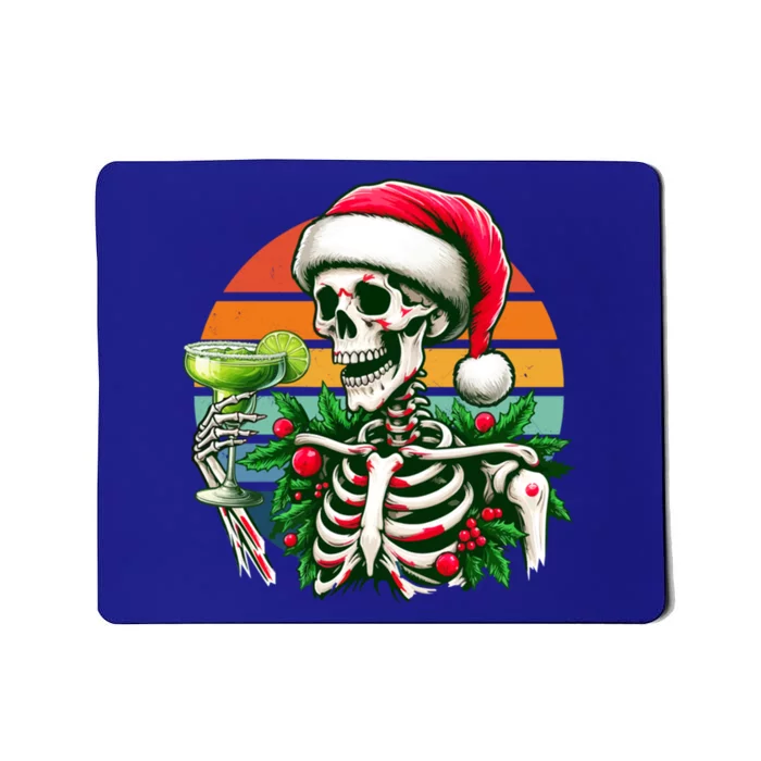 Vintage Retro Santa Skeleton Ing Cocktail Christmas Cute Gift Mousepad