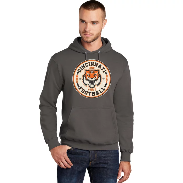 Vintage Roaring Tiger Football Logo Emblem Hoodie