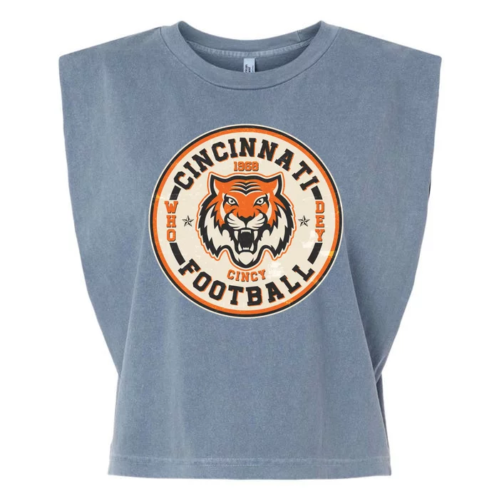 Vintage Roaring Tiger Football Logo Emblem Garment-Dyed Women's Muscle Tee