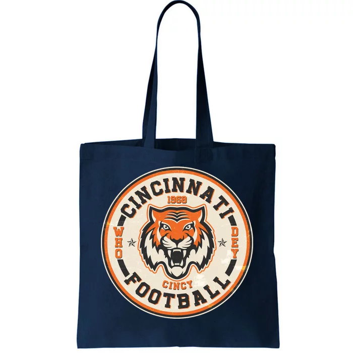 Vintage Roaring Tiger Football Logo Emblem Tote Bag