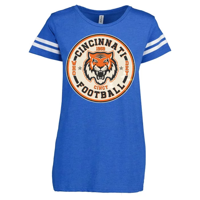 Vintage Roaring Tiger Football Logo Emblem Enza Ladies Jersey Football T-Shirt