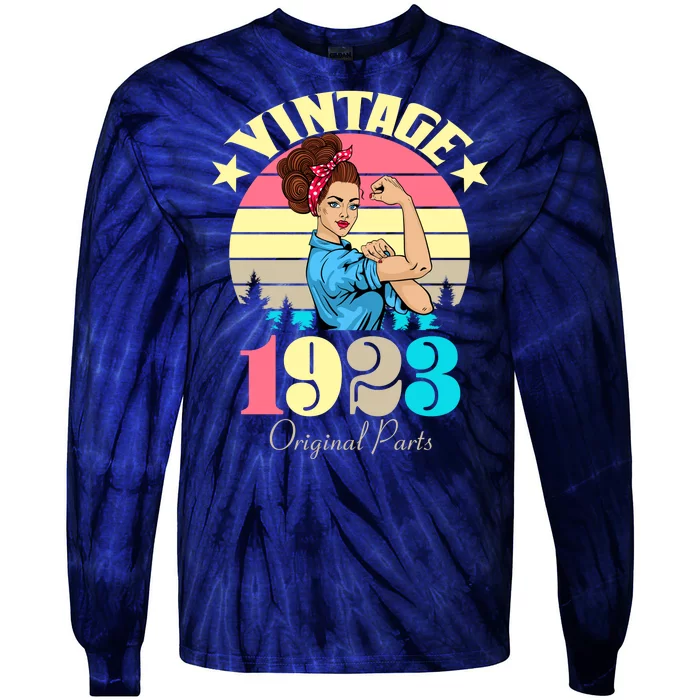 Vintage Rosie The Riveter 1923 Original Parts 100th Birthday Tie-Dye Long Sleeve Shirt