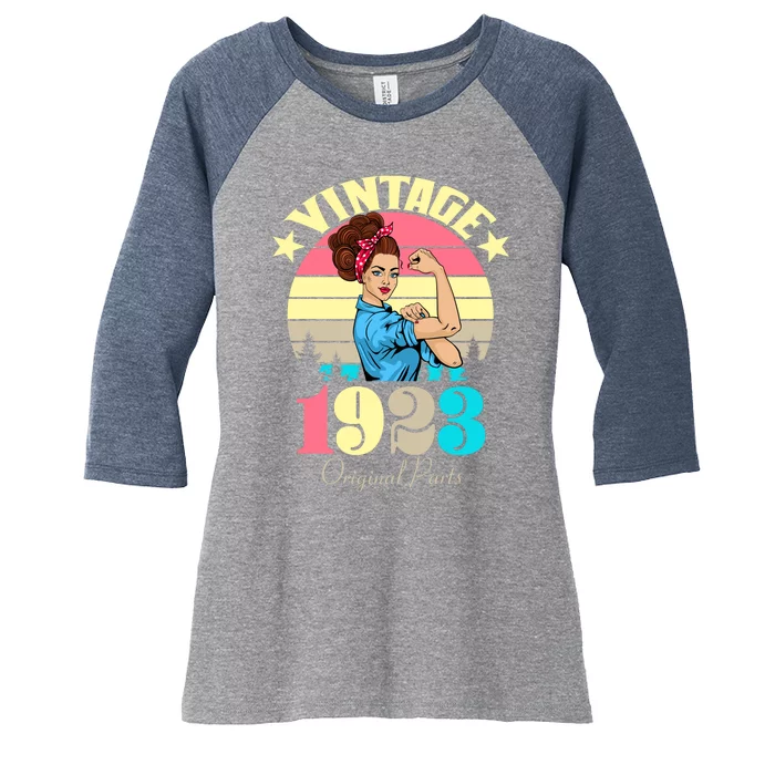 Vintage Rosie The Riveter 1923 Original Parts 100th Birthday Women's Tri-Blend 3/4-Sleeve Raglan Shirt