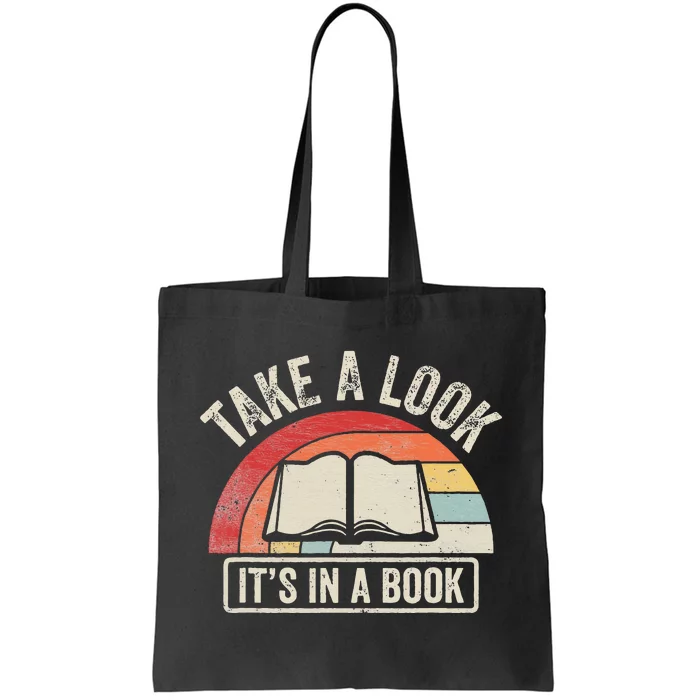 Vintage Retro Take A Look ItS In A Book Bookworm Reading Tote Bag