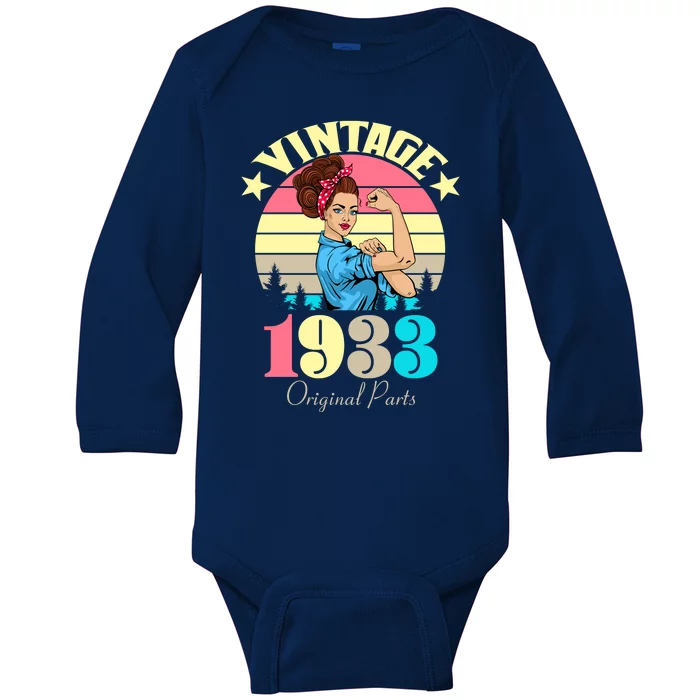 Vintage Rosie The Riveter 1933 Original Parts 90th Birthday Baby Long Sleeve Bodysuit