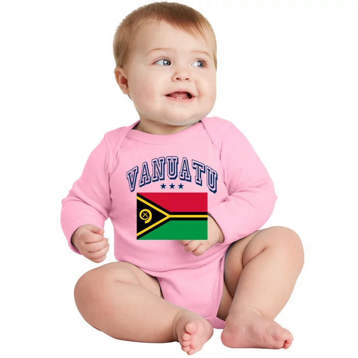 Vanuatu Retro Throwback Flag Athletic Cute Gift Baby Long Sleeve Bodysuit