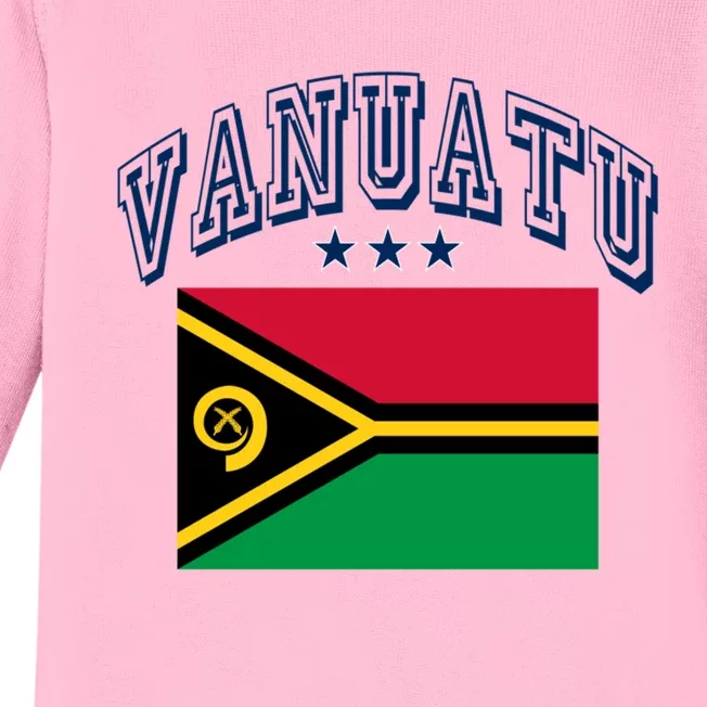 Vanuatu Retro Throwback Flag Athletic Cute Gift Baby Long Sleeve Bodysuit