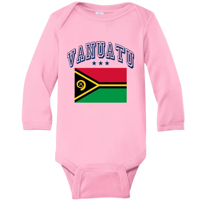 Vanuatu Retro Throwback Flag Athletic Cute Gift Baby Long Sleeve Bodysuit