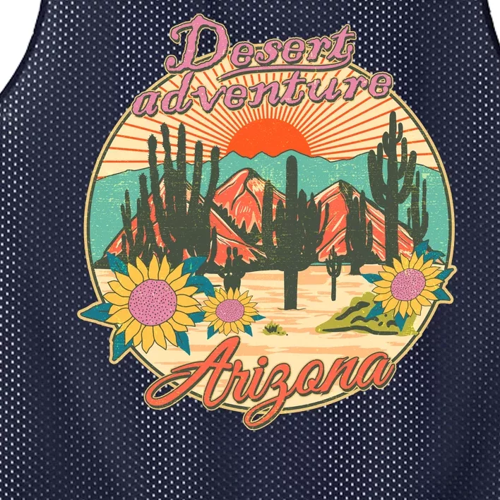 Vintage Retro Travel Arizona Desert Adventure Emblem Mesh Reversible Basketball Jersey Tank