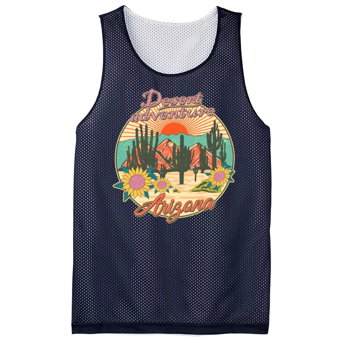 Vintage Retro Travel Arizona Desert Adventure Emblem Mesh Reversible Basketball Jersey Tank