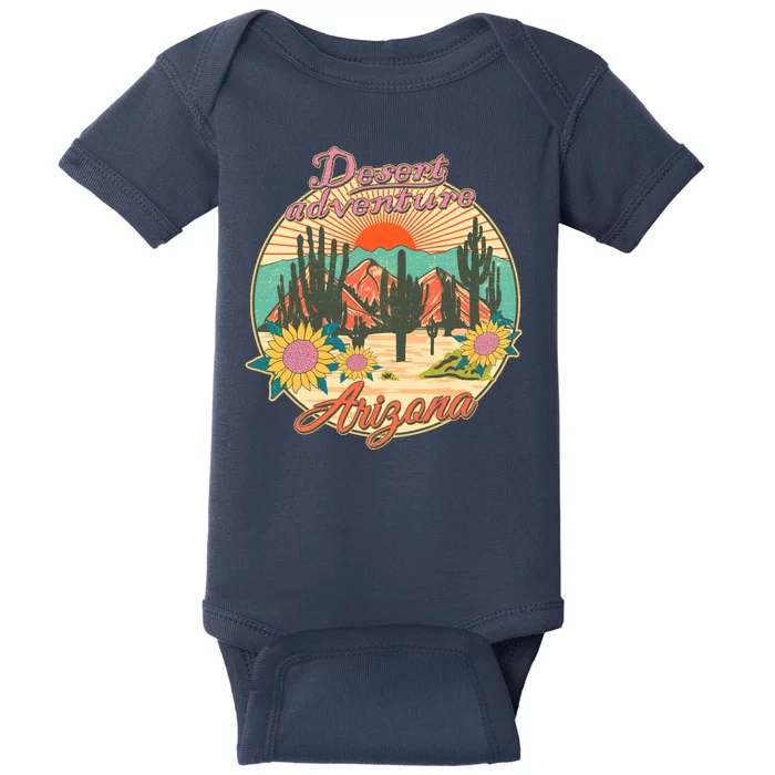 Vintage Retro Travel Arizona Desert Adventure Emblem Baby Bodysuit