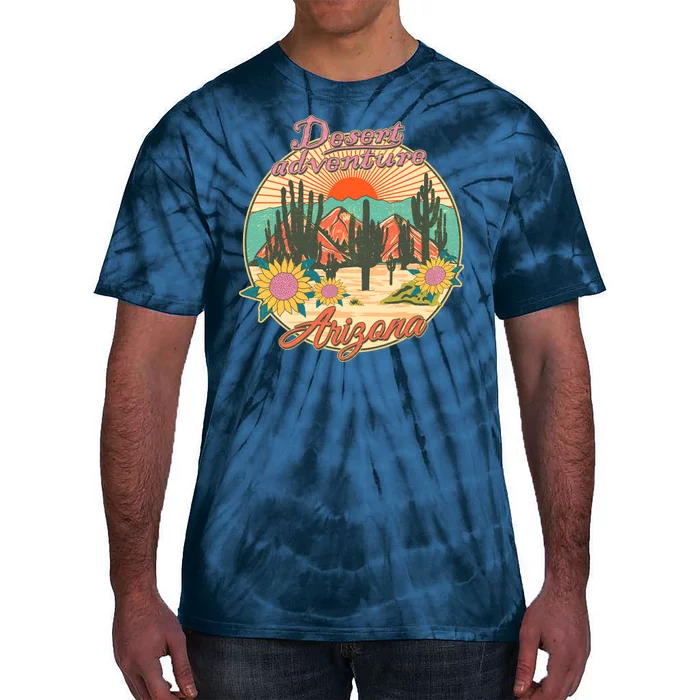 Vintage Retro Travel Arizona Desert Adventure Emblem Tie-Dye T-Shirt