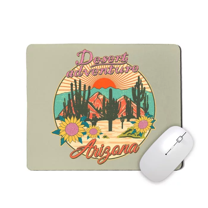 Vintage Retro Travel Arizona Desert Adventure Emblem Mousepad