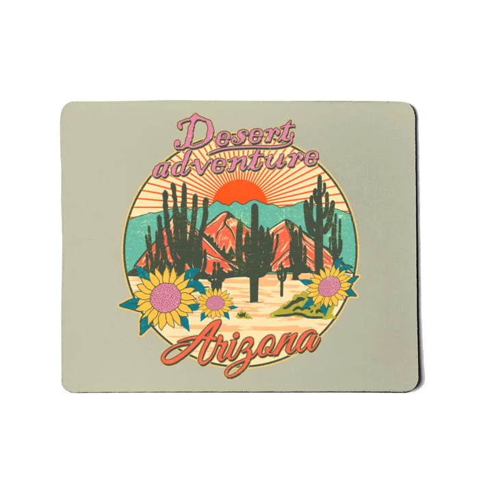 Vintage Retro Travel Arizona Desert Adventure Emblem Mousepad