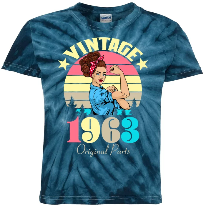 Vintage Rosie The Riveter 1963 Original Parts 60th Birthday Kids Tie-Dye T-Shirt