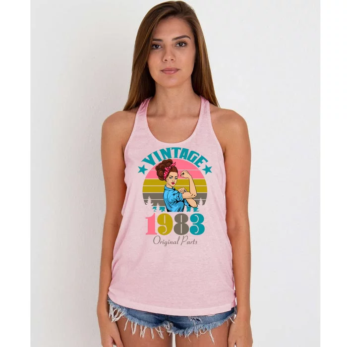 Vintage Rosie The Riveter 1983 Original Parts 40th Birthday Women's Knotted Racerback Tank