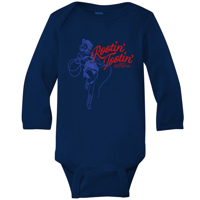 Vintage Rootin Tootin Good Time Western Cowgirl Girl Women Baby Long Sleeve Bodysuit