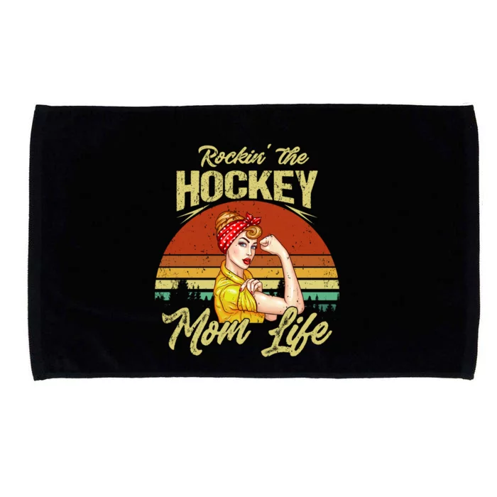 Vintage Rockin' The Hockey Mom Life Happy Mother's Day Meaningful Gift Microfiber Hand Towel