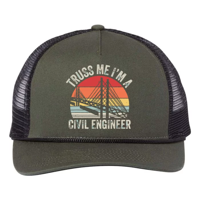 Vintage Retro Truss Me Im A Civil Engineer Engineering Retro Rope Trucker Hat Cap