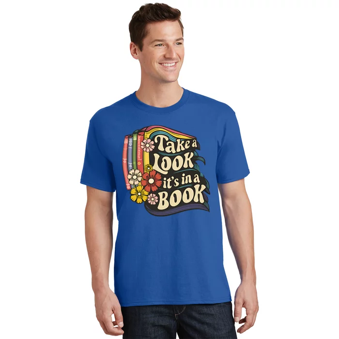 Vintage Rainbow Take A Look ItS In A Book Reading Lover Gift T-Shirt