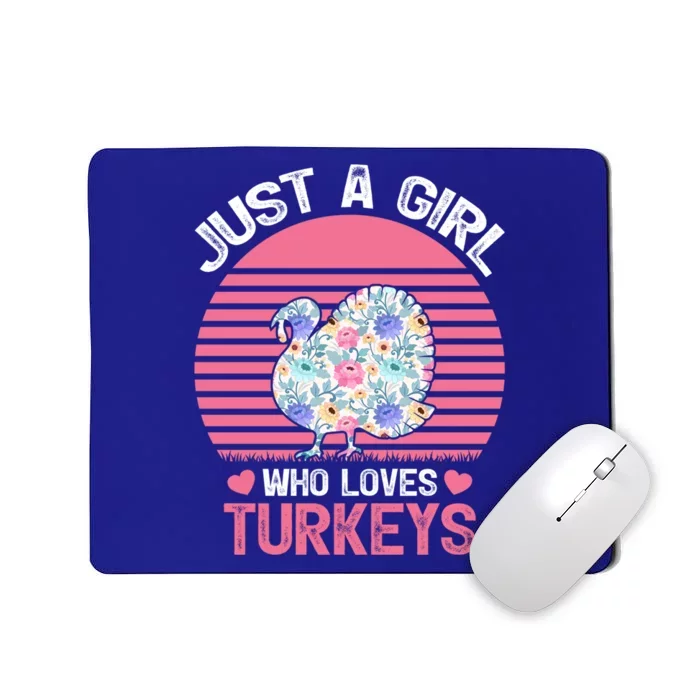 Vintage Retro Turkey Lover Just A Girl Who Loves Turkeys Cute Gift Mousepad