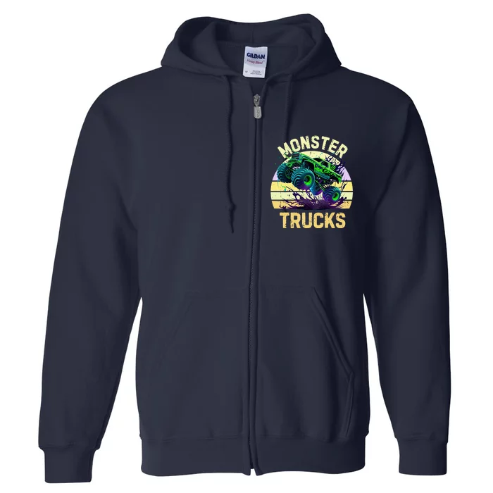 Vintage Retro Trucks Monster Truck Rolling Gift Full Zip Hoodie