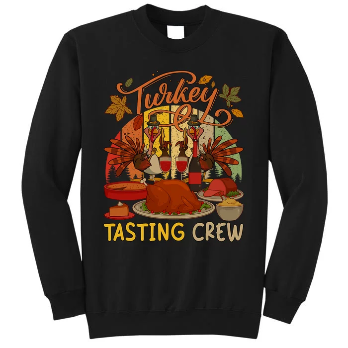 Vintage Retro Turkey Tasting Crew Thanksgiving Drinking Wine Sweatshirt